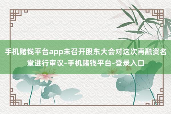 手机赌钱平台app未召开股东大会对这次再融资名堂进行审议-手机赌钱平台-登录入口
