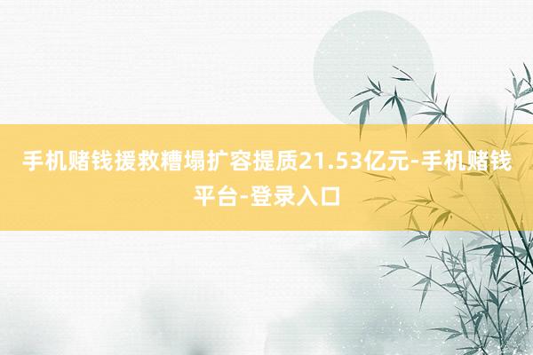 手机赌钱援救糟塌扩容提质21.53亿元-手机赌钱平台-登录入口
