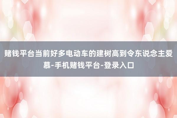 赌钱平台当前好多电动车的建树高到令东说念主爱慕-手机赌钱平台-登录入口