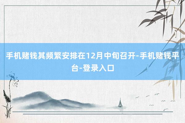 手机赌钱其频繁安排在12月中旬召开-手机赌钱平台-登录入口