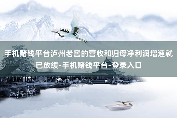 手机赌钱平台泸州老窖的营收和归母净利润增速就已放缓-手机赌钱平台-登录入口