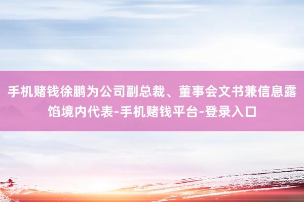 手机赌钱徐鹏为公司副总裁、董事会文书兼信息露馅境内代表-手机赌钱平台-登录入口