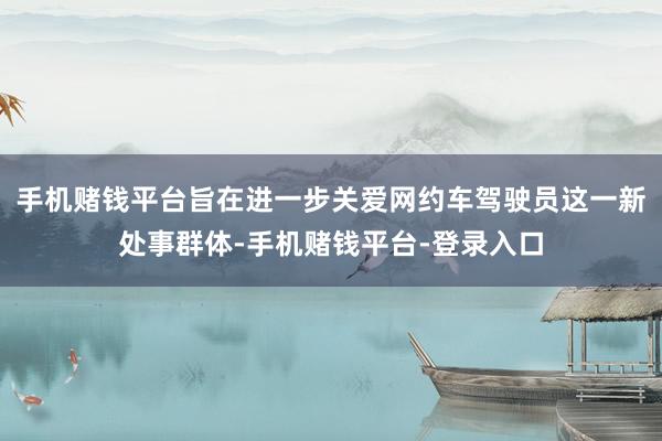 手机赌钱平台旨在进一步关爱网约车驾驶员这一新处事群体-手机赌钱平台-登录入口